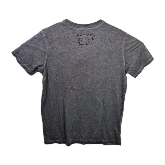 Monkey Sport Motorcycle Head T-Shirt Men’s M Gray Oil Wash Graphic Biker Tee - Picture 2 of 8